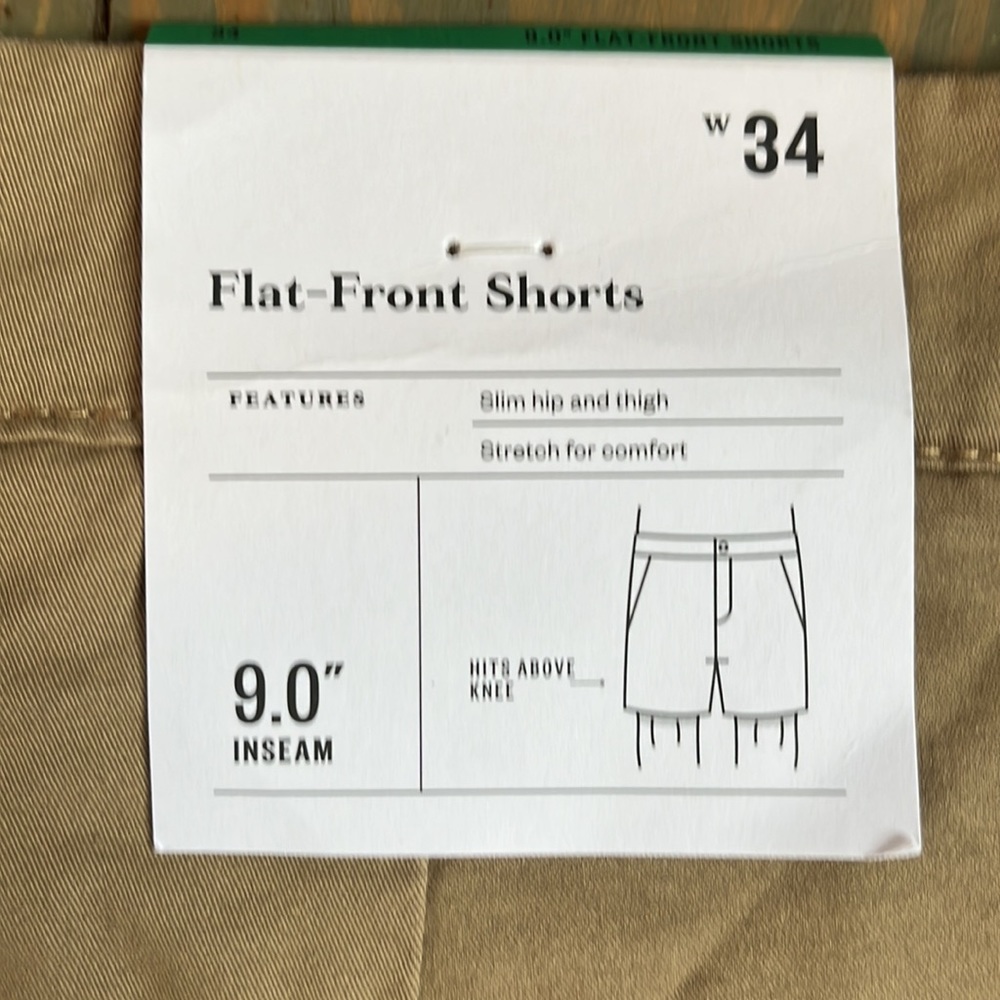 Goodfellow & Co Flat-Front Medium Khaki Colored Shorts NWT 9in inseam
